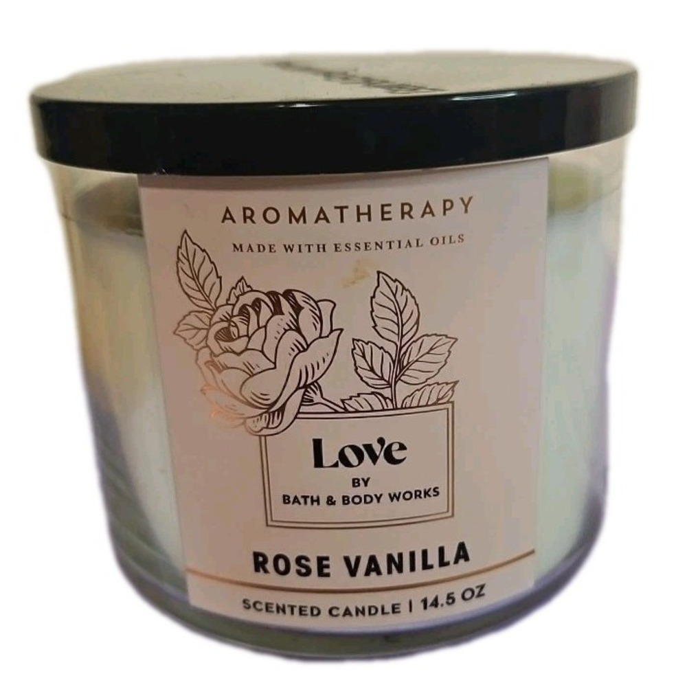 Bath & Body Works Love Rose Vanilla Scented Candle 3 Wick 14.5 oz Jar